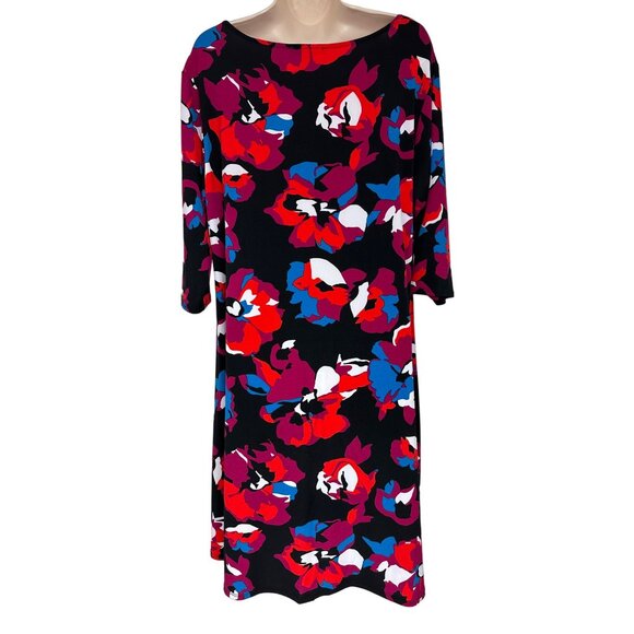 Roz & Ali Vibrant Floral Print Scoop Neck Shift Dress Size XL All-Season Office - Picture 3 of 7